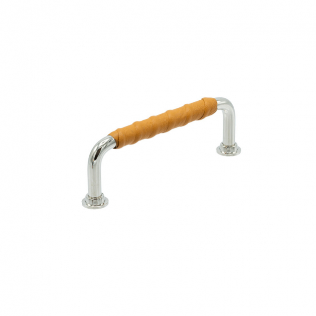 Handle 1353 - 96mm - Nickel plated/nature leather in the group Products / Handles / Leather Handles at Beslag Design i Båstad Aktiebolag (330704-11)