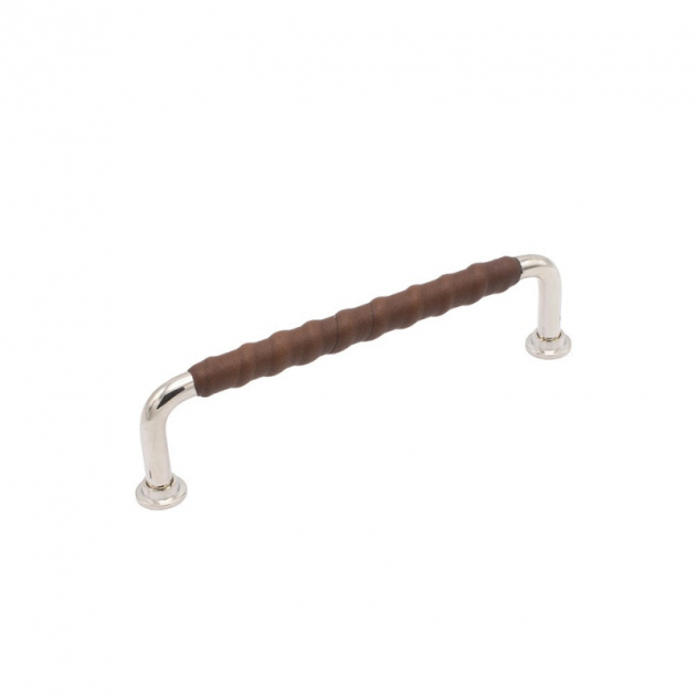 Handle 1353 - 128mm - Nickel Plated/brown leather in the group Products / Handles / Leather Handles at Beslag Design i Båstad Aktiebolag (330725-11)