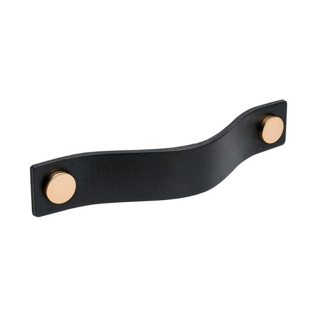 Handle Loop - 128mm - Black leather/polished copper in the group Products / Handles / Leather Handles at Beslag Design i Båstad Aktiebolag (333162-11)