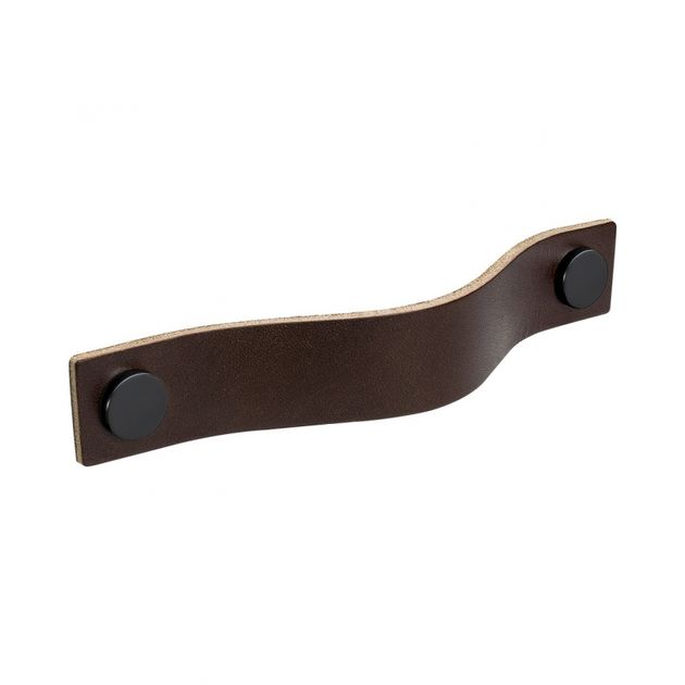 Handle Loop - 128mm - Brown leather/black in the group Products / Handles / Leather Handles at Beslag Design i Båstad Aktiebolag (333174-11)