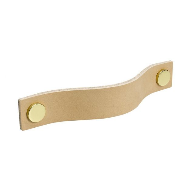 Handle Loop - 128mm - Nature leather/polished brass in the group Products / Handles / Leather Handles at Beslag Design i Båstad Aktiebolag (333181-11)