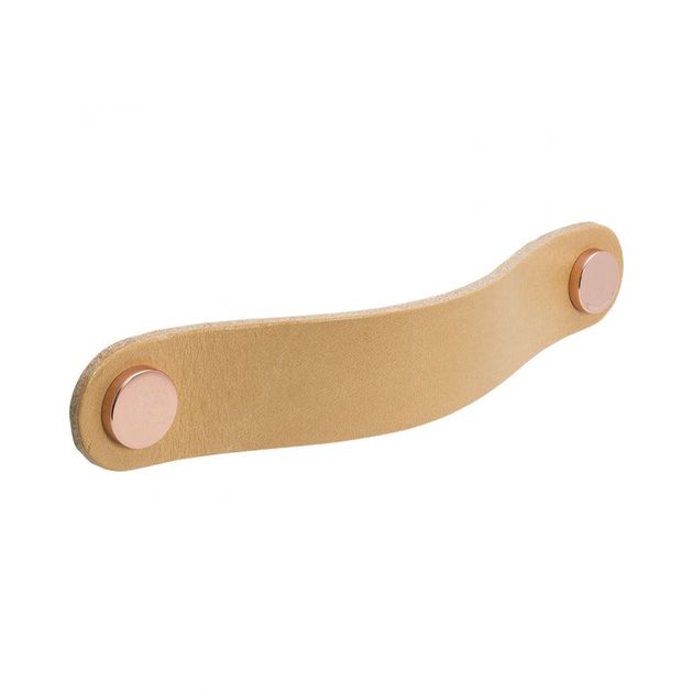Loop Handle Round - 128mm - Nature leather/polished copper in the group Products / Handles / Leather Handles at Beslag Design i Båstad Aktiebolag (333282-11)