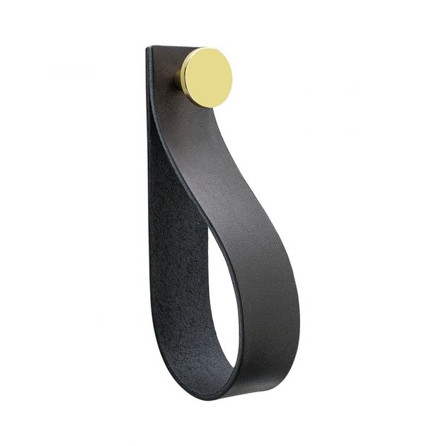 Loop Strap - Black leather/polished brass in the group Products / Hooks at Beslag Design i Båstad Aktiebolag (333301-11)