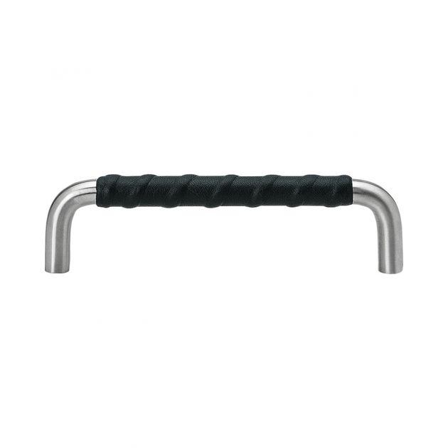 Handle SS-A - 128mm - Stainless steel/black leather in the group Products / Handles / Leather Handles at Beslag Design i Båstad Aktiebolag (339642-11)