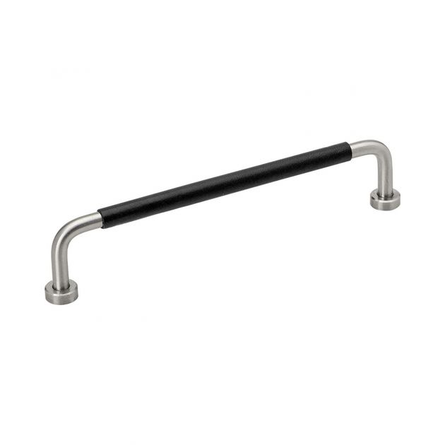 Handle Lounge - 160mm - Stainless Steel/Black leather in the group Products / Handles / Leather Handles at Beslag Design i Båstad Aktiebolag (370106-11)