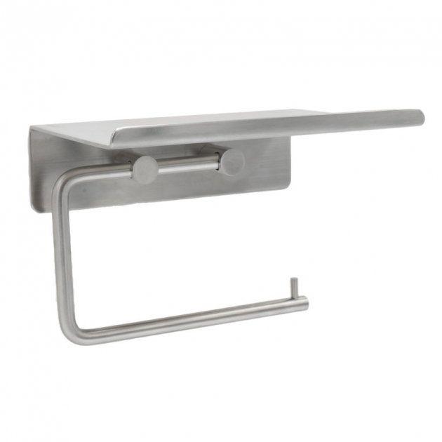 Base - Toilet paper holder with shelf - Brushed stainless steel in the group Products / Bathroom Accessories / Toilet paper holder at Beslag Design i Båstad Aktiebolag (60606-41)