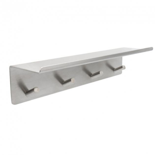 Base - Hook rail with shelf - Brushed stainless steel in the group Products / Bathroom Accessories / Bathroom Hooks at Beslag Design i Båstad Aktiebolag (606066-41)