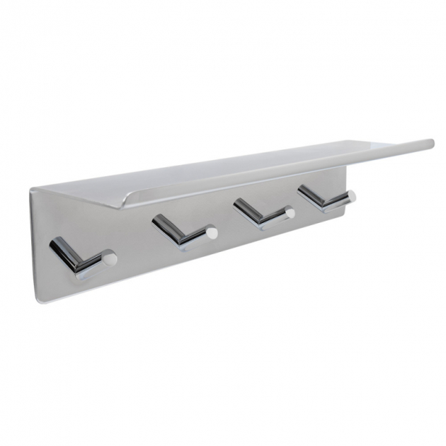 Base - Hook rail with shelf - Polished chrome in the group Products / Bathroom Accessories / Bathroom Hooks at Beslag Design i Båstad Aktiebolag (606067-41)