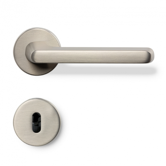  Door handle Tavira - European standard - Stainless steel look in the group Products / Door handles / Door handles at Beslag Design i Båstad Aktiebolag (751033-41E)