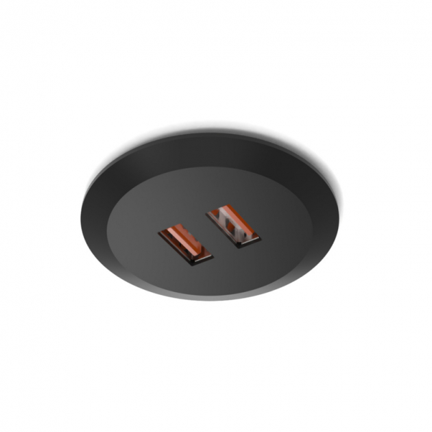 USB Connector Subby recessed - 20W/24V - 2x2A - Black in the group Products / Lighting / Powerbox at Beslag Design i Båstad Aktiebolag (973798)