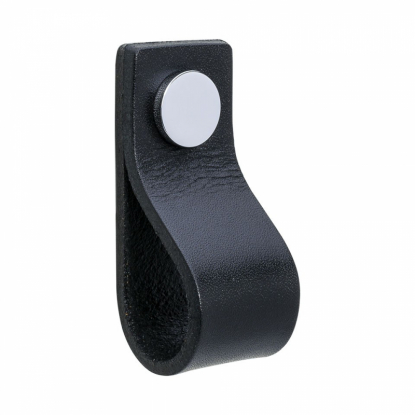 Loop - Black leather/polished nickel plated