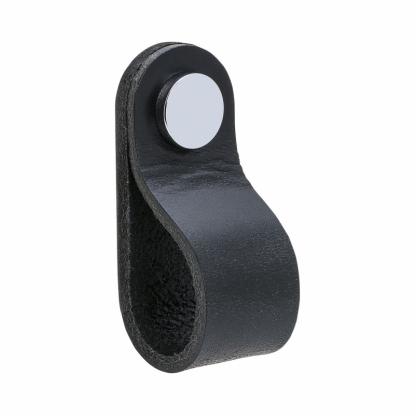 Loop Round - Black leather/polished chrome