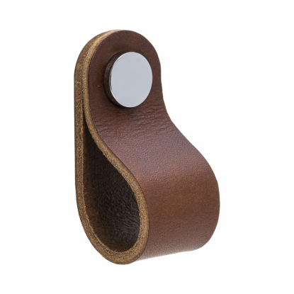 Loop Round - Brown leather/polished chrome