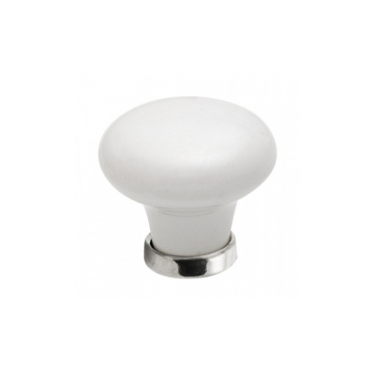 Knob 24136 - 30mm - White/Nickel Plated