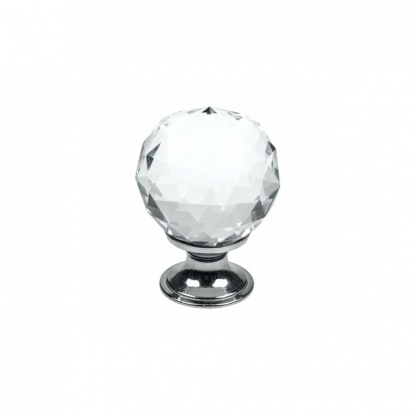 Knob Diamond - 30mm - Glass/Chrome