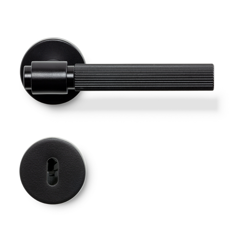 Door handle Helix Stripe - Matt Black | Door handle | Beslag Design