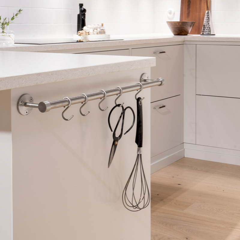 Kitchen rail with hooks sale