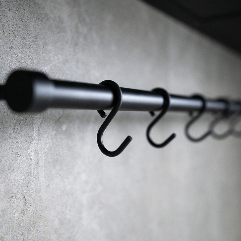 Kitchen rail Aveny Matt black Hooks Beslag Design