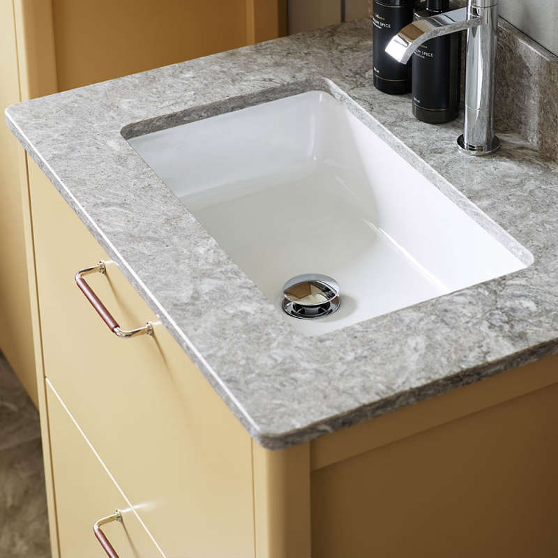 Handle 1353 with brown leather in bathroom from Vedum