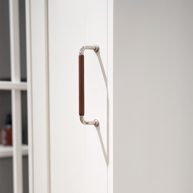 Handle 1353 - Nickel plated/brown leather wrapped