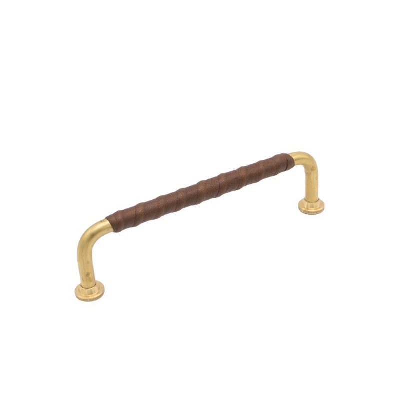 Handle 1353 - Untreaten brass/brown leather