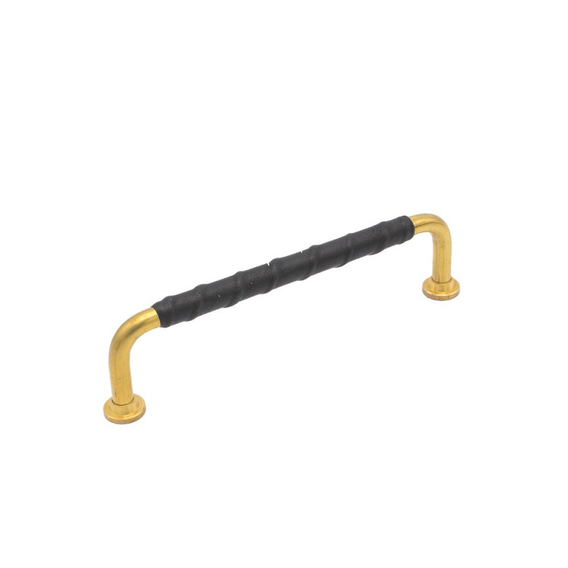 Handle 1353 - Untreaten brass/black leather