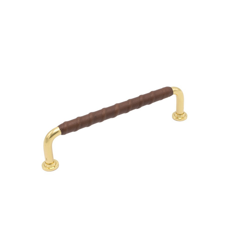 Handle 1353 - Polished brass/brown leather