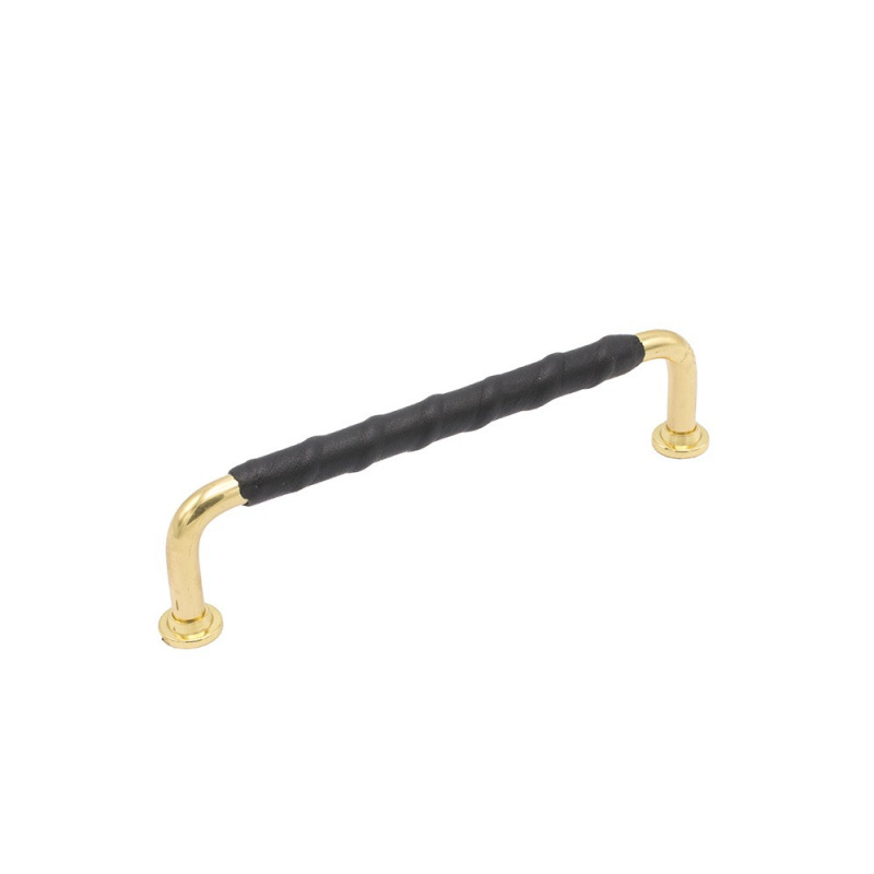 Handle 1353 - Polished brass/black leather