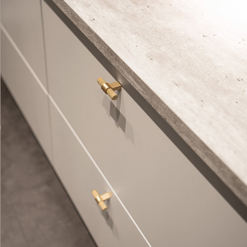 Knob T Helix Stripe - Brass