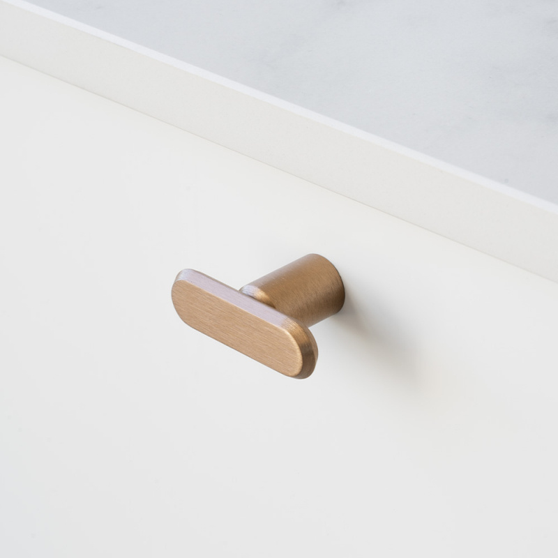 Knob T Face - Dark brushed brass