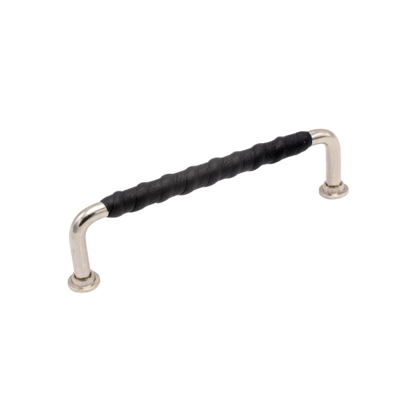 Handle 1353 - 128mm - Nickel plated/black leather