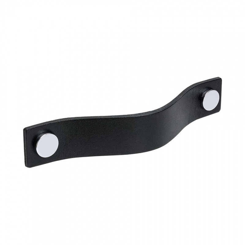 Handle Loop - 128mm - Black leather/polished chrome