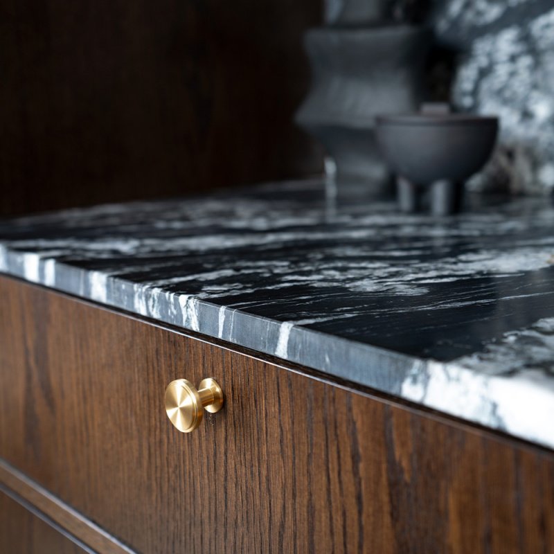 Knob Uno - 30mm - Brushed untreated brass