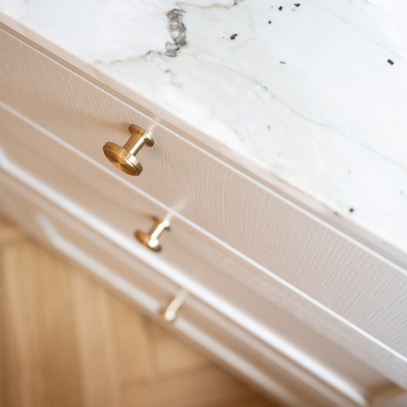 Knob Uno - 30mm - Brushed untreated brass