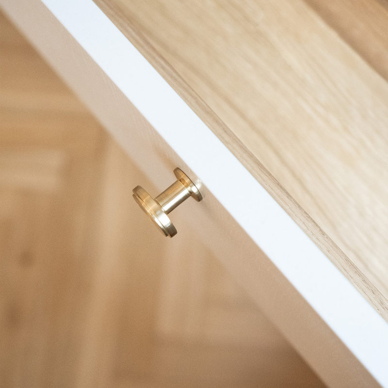 Knob Uno - 30mm - Brushed untreated brass