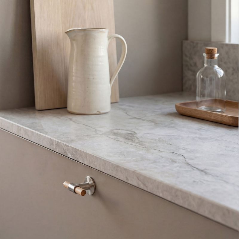 Knob T Uniform - Oak/Brushed stainless steel