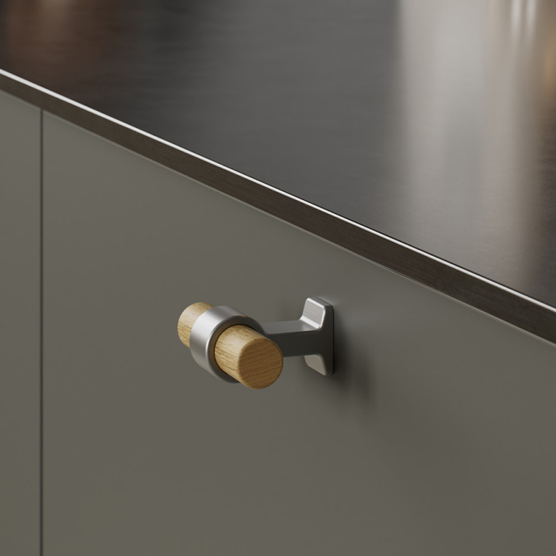 Knob T Bond – Oak/Stainless steel look