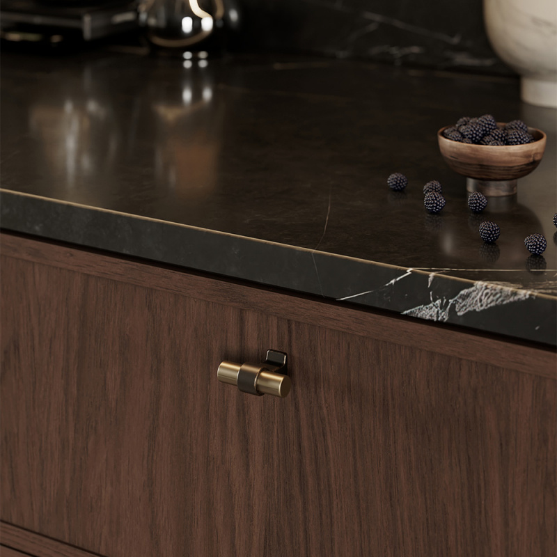 Knob T Bond - Antique brown/brushed brass