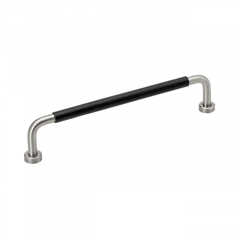 Handle Lounge - 160mm - Stainless Steel/Black leather
