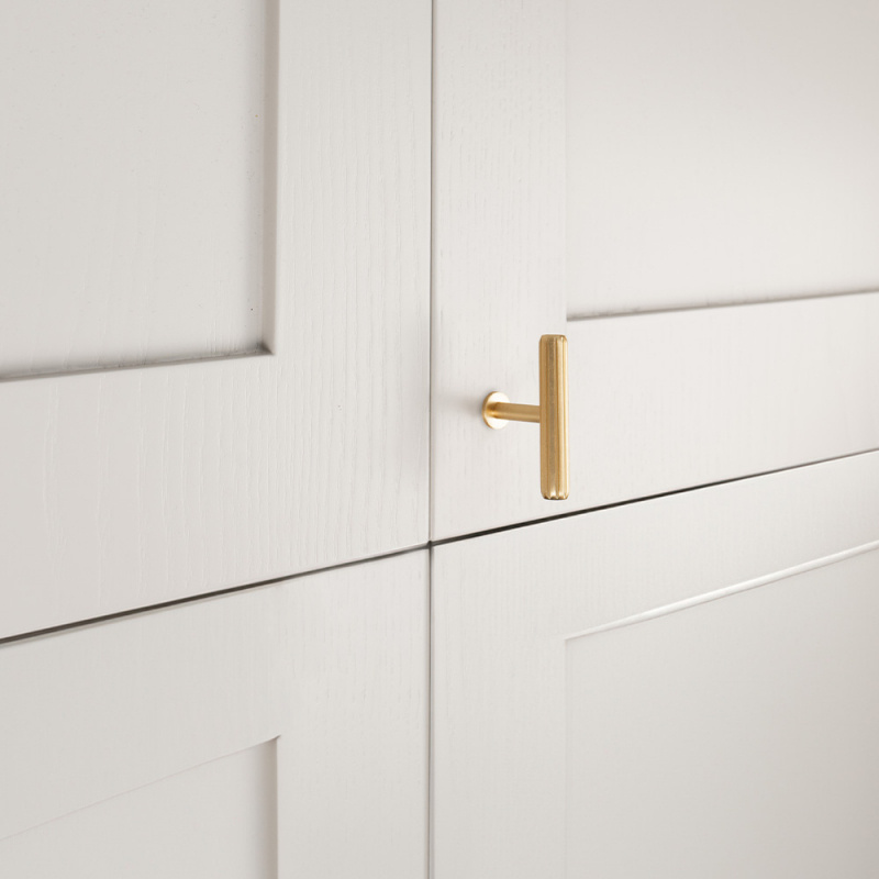 Knob T Rille mini - Brushed brass