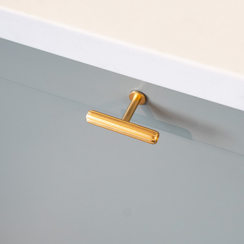 Knob T Rille mini - Brushed brass