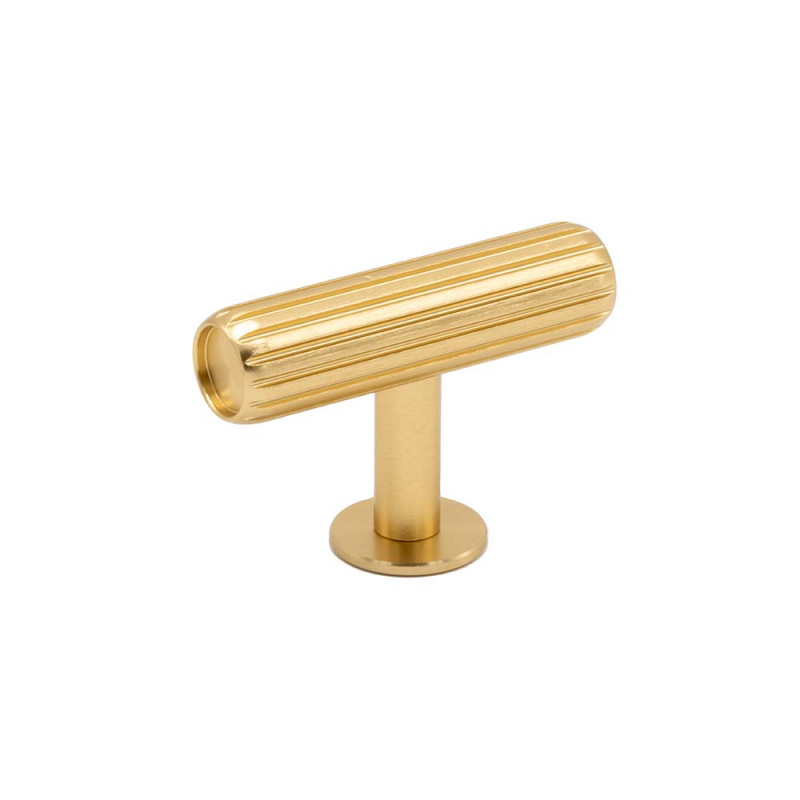 Knob T Rille - Brushed brass