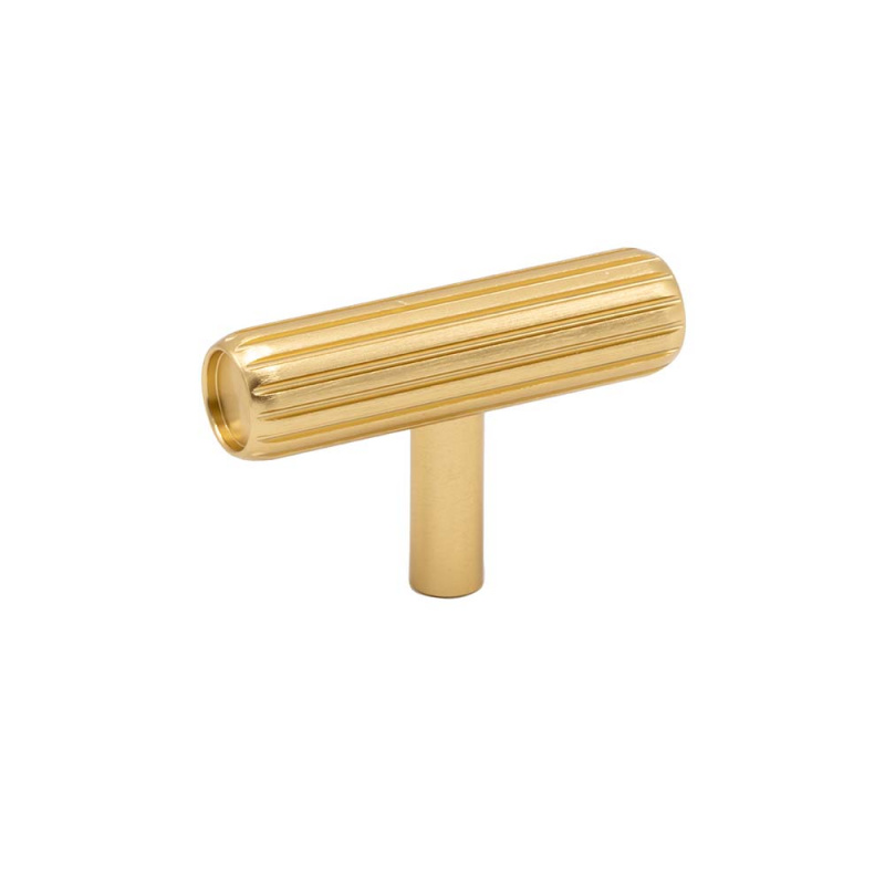 Knob T Rille - Brushed brass