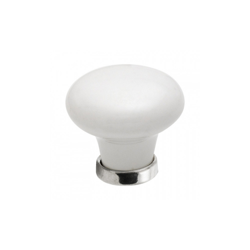Knob 24136 - 30mm - White/Nickel Plated