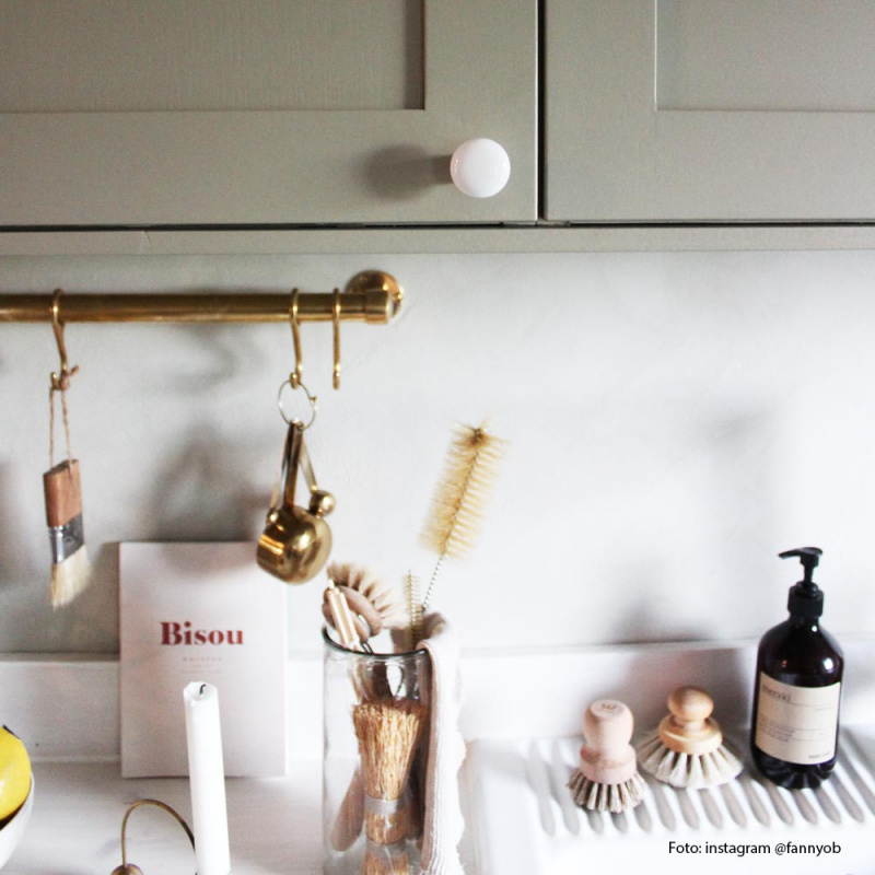 Knob 24136 - 30mm - White/Brass