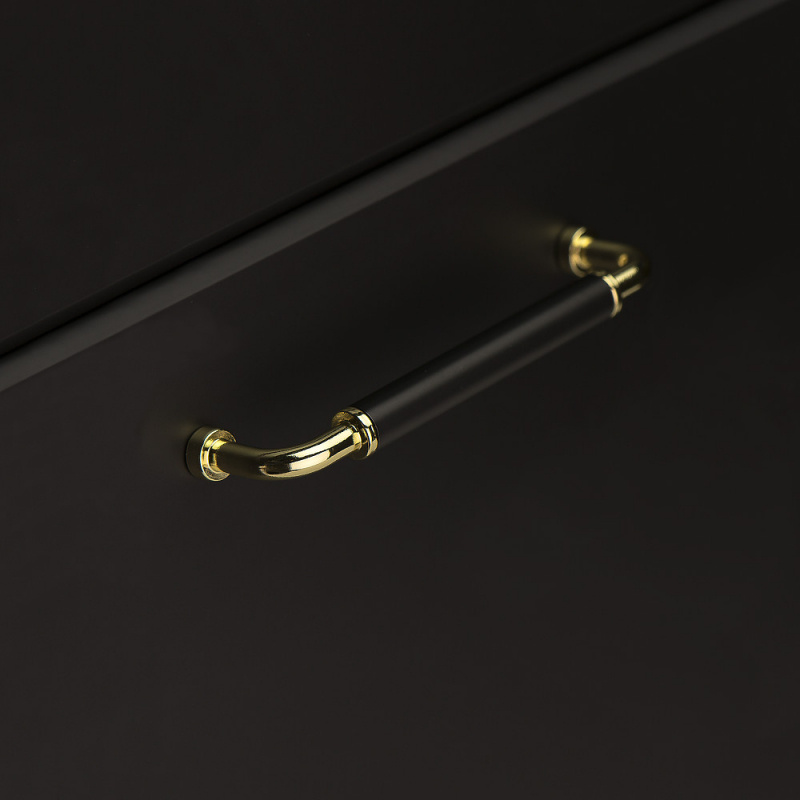 Handle Brohult M - 128mm - Polished brass/Black