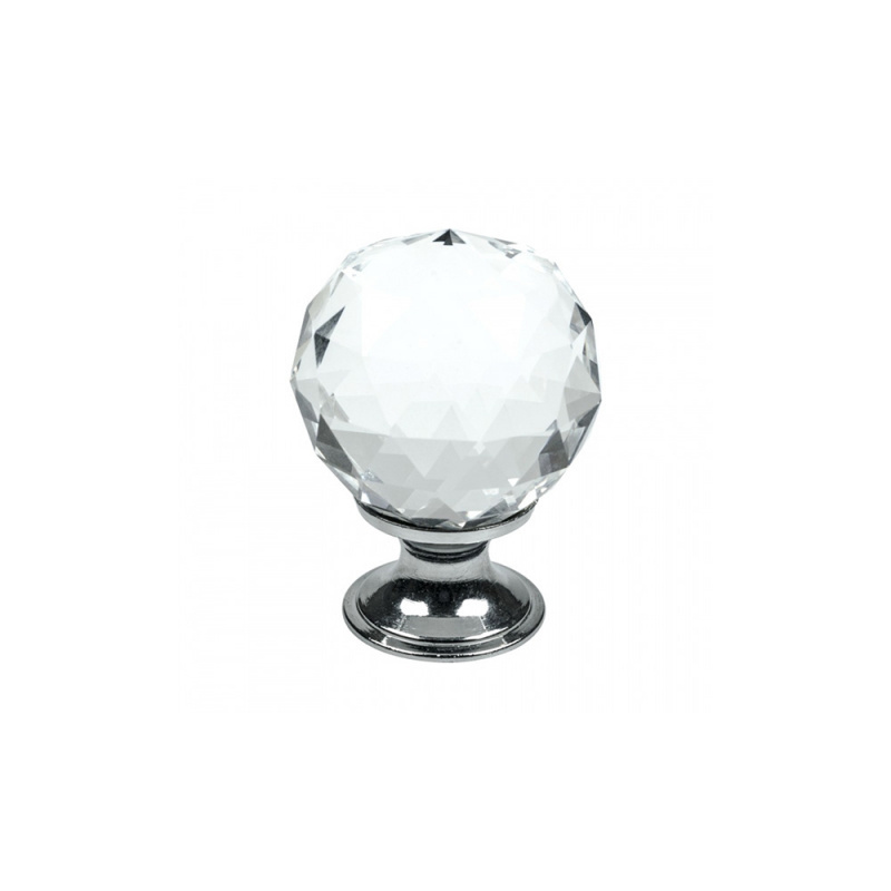 Knob Diamond - 30mm - Glass/Chrome