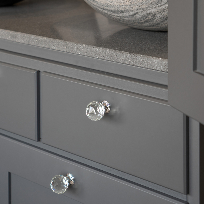 Knob Diamond - 30mm - Glass/Chrome