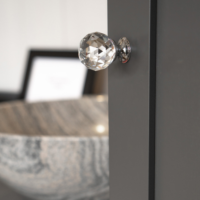 Knob Diamond - 30mm - Glass/Chrome