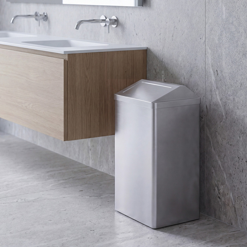 Waste bin Stay - 65L - Brushed stainless steel 